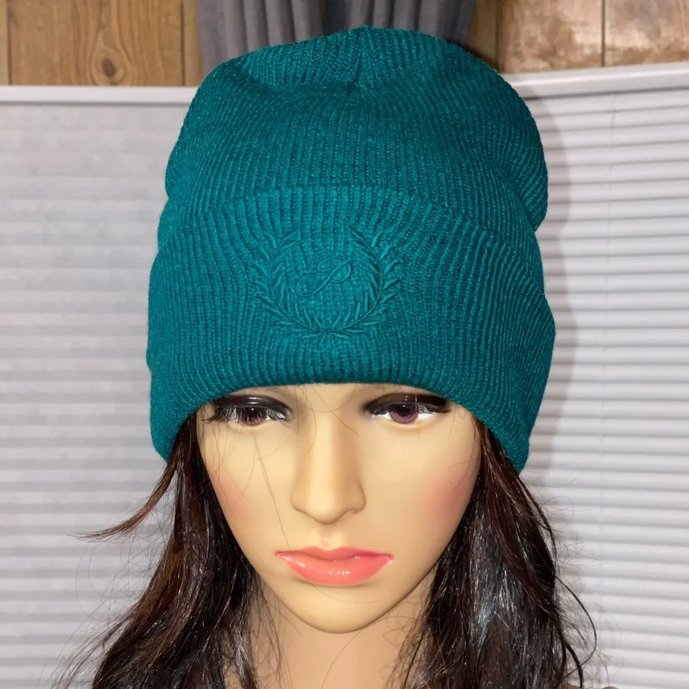 PINK VS Rib Knit Beanie In Garnet Green - Picture 5 of 10